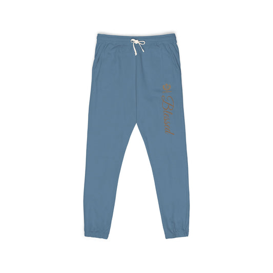 Blessed Script Sweatpants — Cozy Cream Fleece Joggers