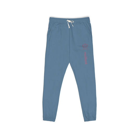 Ember Lotus Sweatpants — Garment-Dyed Fleece Joggers with ‘Namaste’ Vertical Print