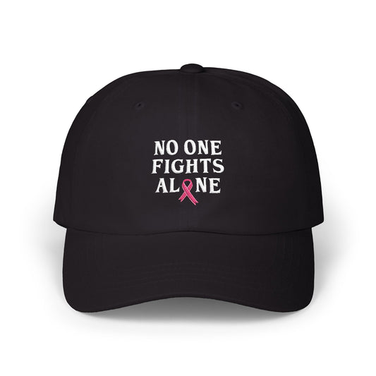 Ball Cap — "No One Fights Alone" Pink Ribbon Cancer Awareness Hat