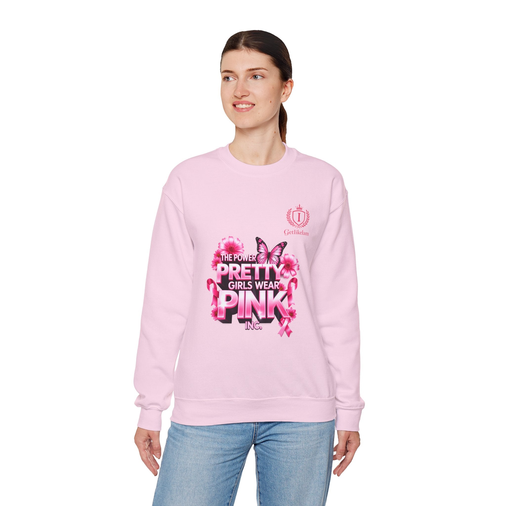 Pink Butterfly 'Pretty Girls Wear Pink' Crewneck Sweatshirt