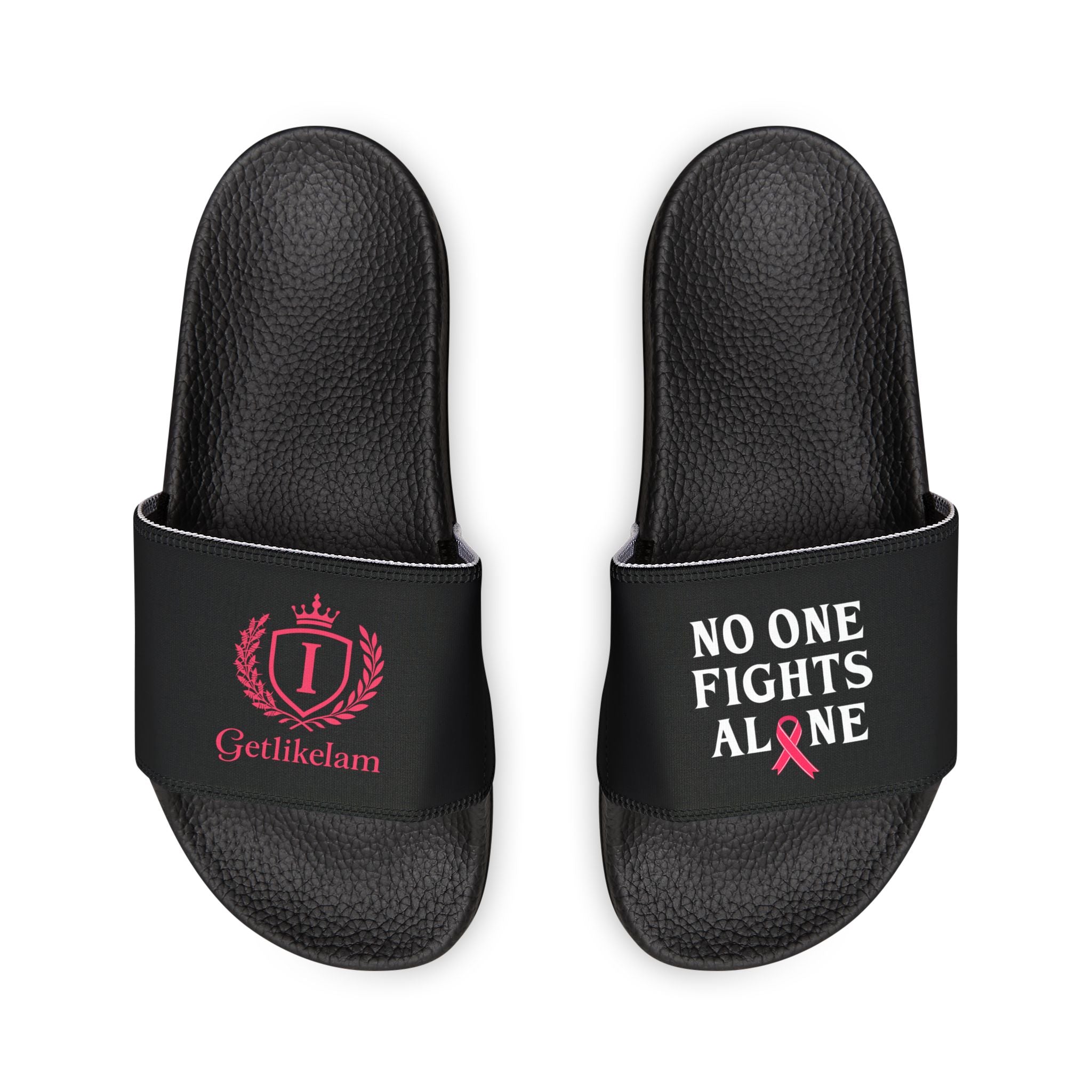 Men's Slide Sandals — 'No One Fights Alone' Cancer Support Removable-Strap Slides