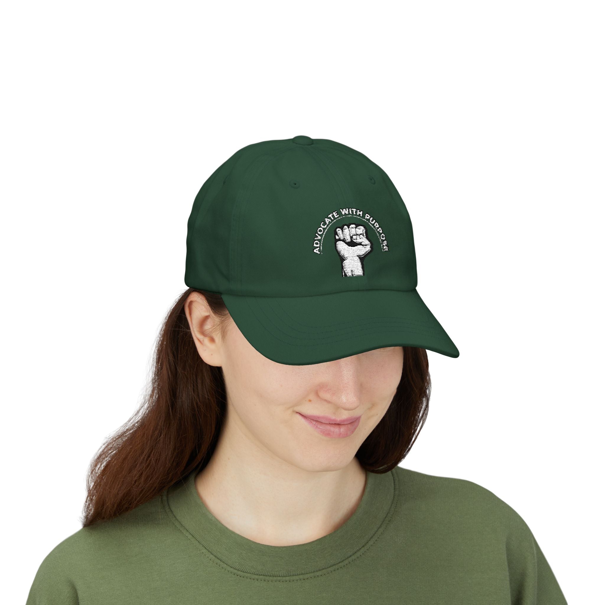 Classic Dad Cap — Raised Fist Graphic “Power With Purpose” Embroidered Hat