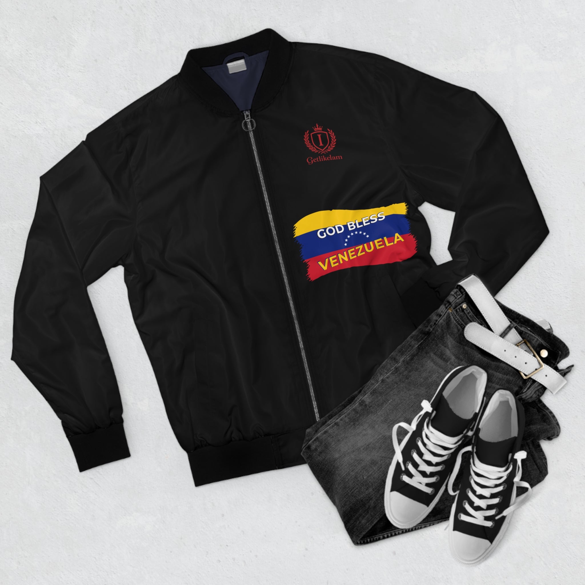 Venezuela Flag Bomber Jacket — "God Bless Venezuela" Men's Jacket