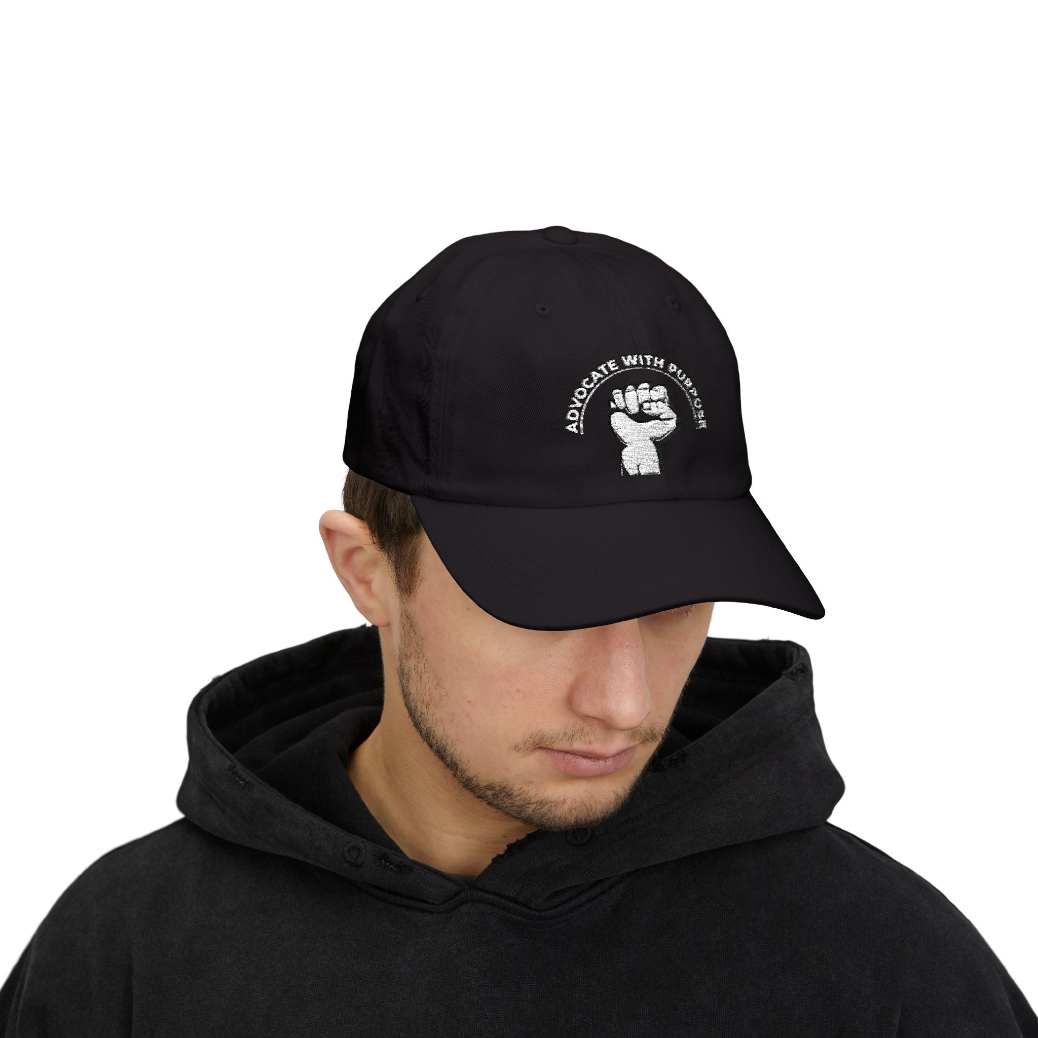 Classic Dad Cap — Raised Fist Graphic “Power With Purpose” Embroidered Hat