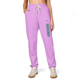 Cream 'Roosevelt' Vertical Logo Sweatpants — Cozy Garment-Dyed Fleece