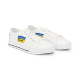 Men's Low Top Sneakers — 'God Bless Ukraine' Blue & Yellow Canvas Shoes