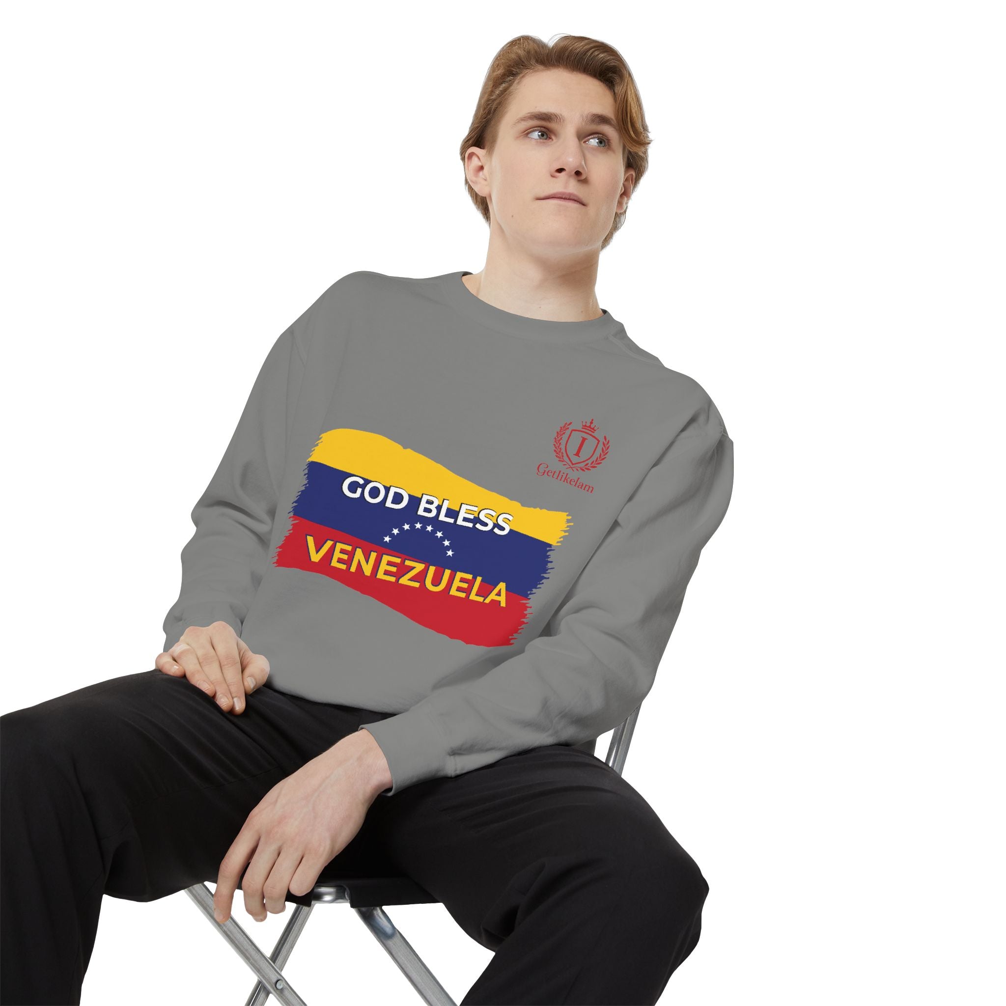 God Bless Venezuela Sweatshirt — Venezuelan Flag Brushstroke Crewneck