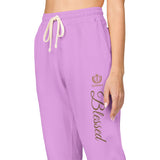 Blessed Script Sweatpants — Cozy Cream Fleece Joggers