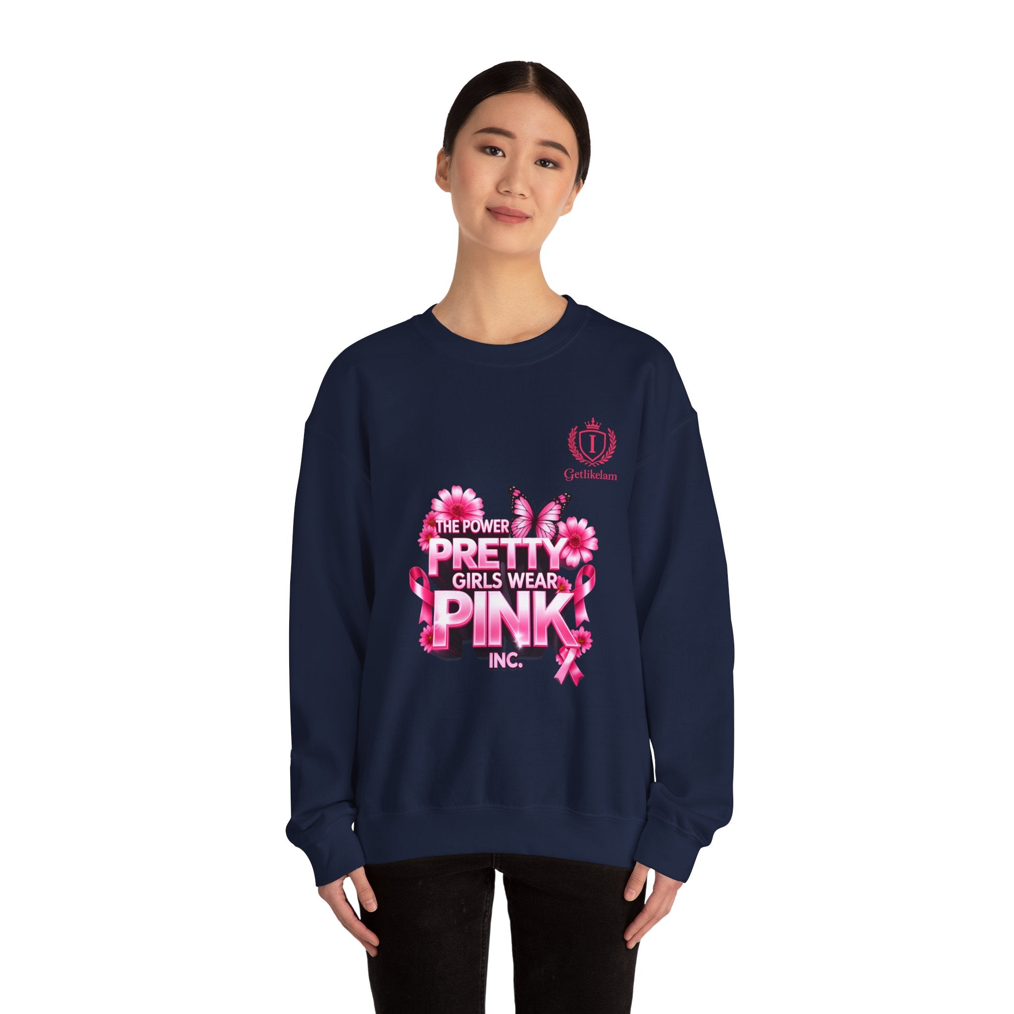 Pink Butterfly 'Pretty Girls Wear Pink' Crewneck Sweatshirt