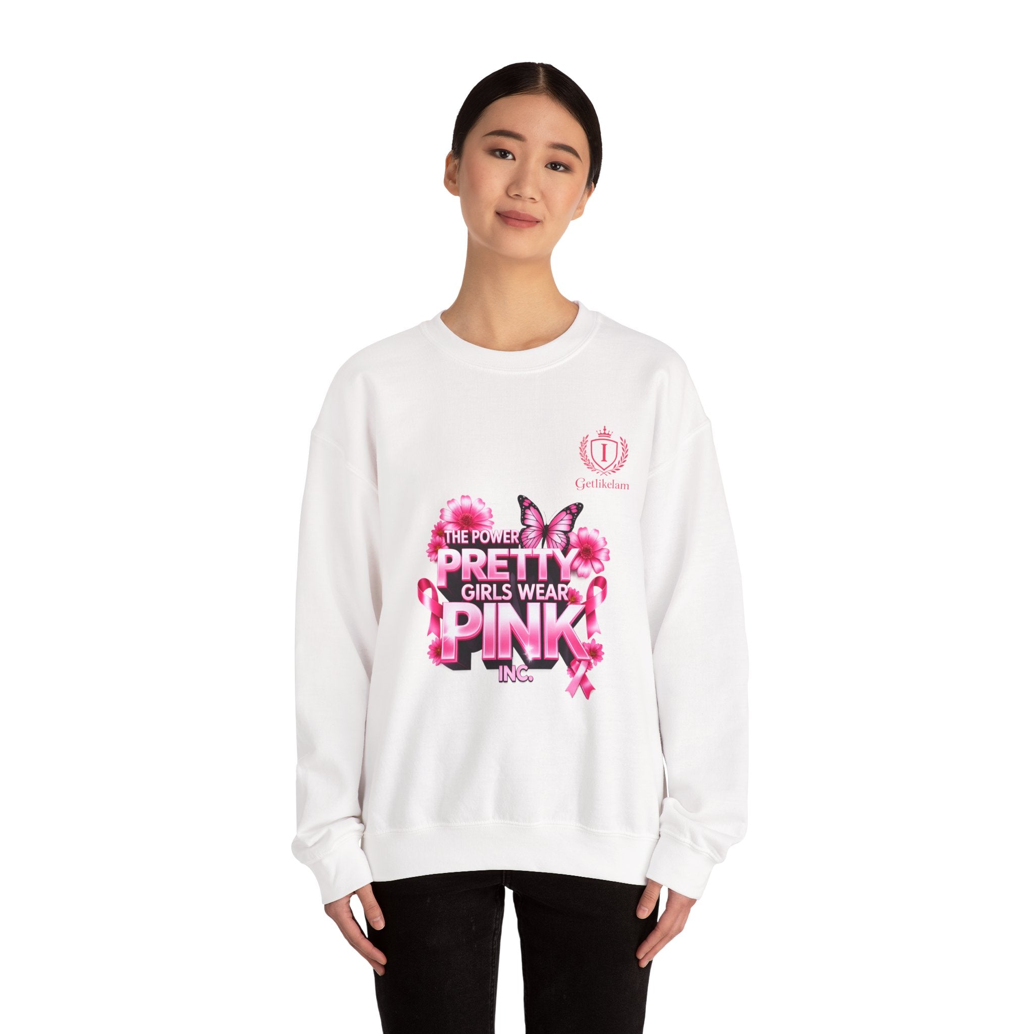 Pink Butterfly 'Pretty Girls Wear Pink' Crewneck Sweatshirt