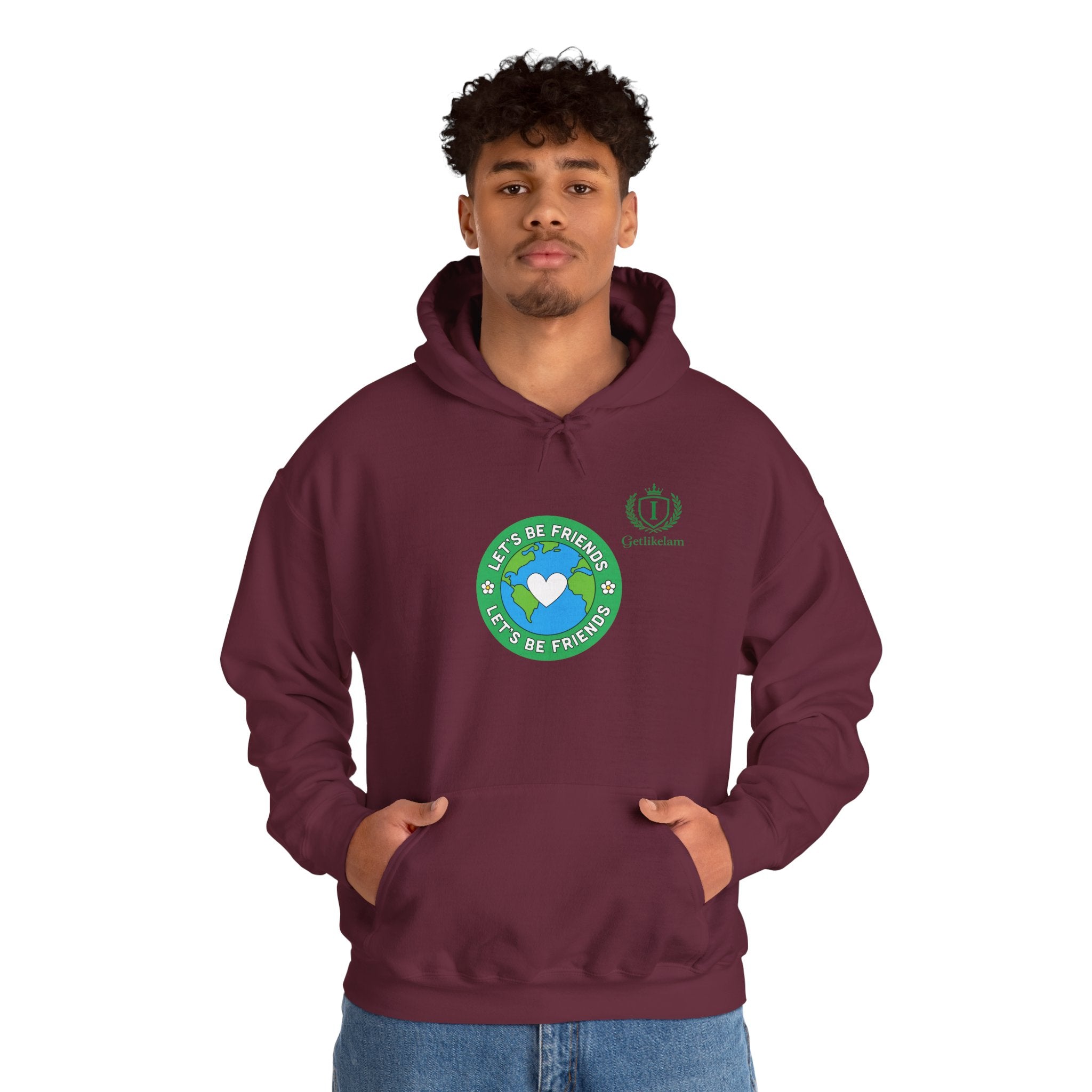Friendship Earth Hoodie — "Be Kind, Be Friends" Graphic Pullover