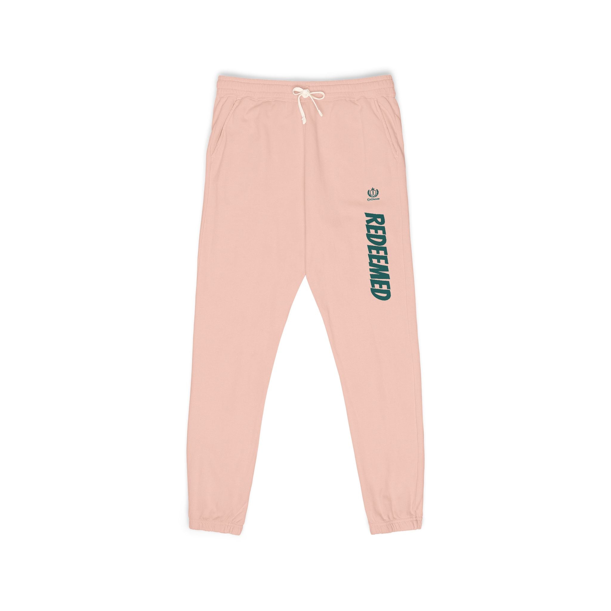 Cream 'Roosevelt' Vertical Logo Sweatpants — Cozy Garment-Dyed Fleece