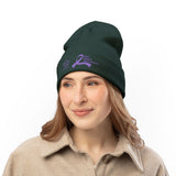 Alzheimer's Awareness Knit Beanie - Purple Ribbon Embroidered