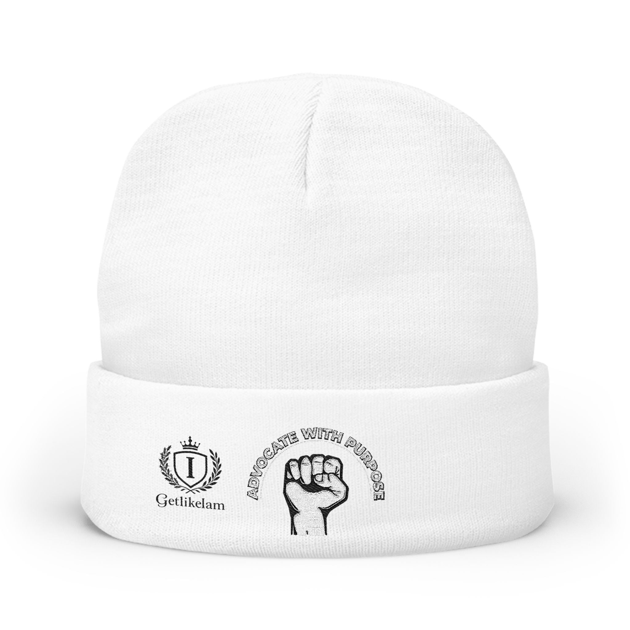 Embroidered "End Of Care With Attitude" Fist Knit Beanie