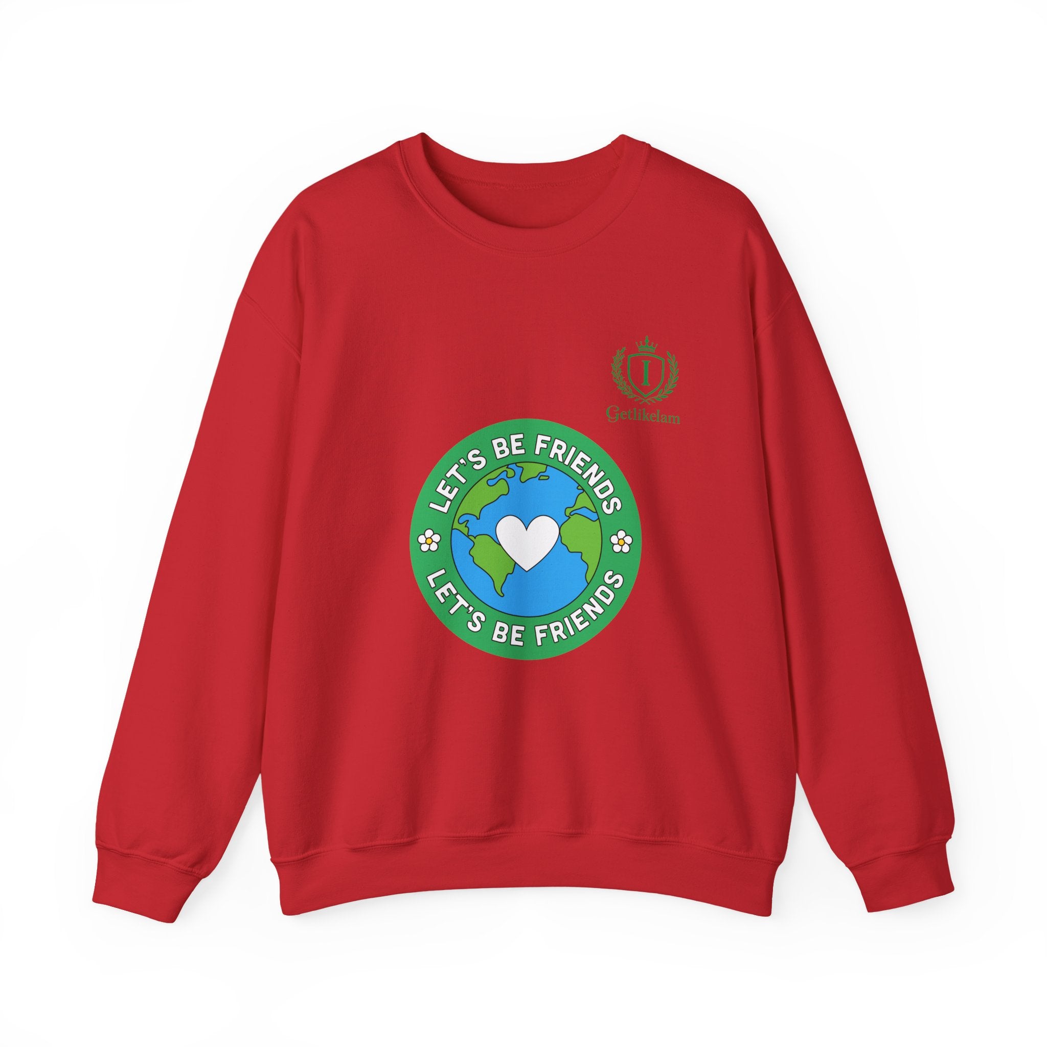Friendship Earth Crewneck Sweatshirt — "Let's Be Friends" Graphic