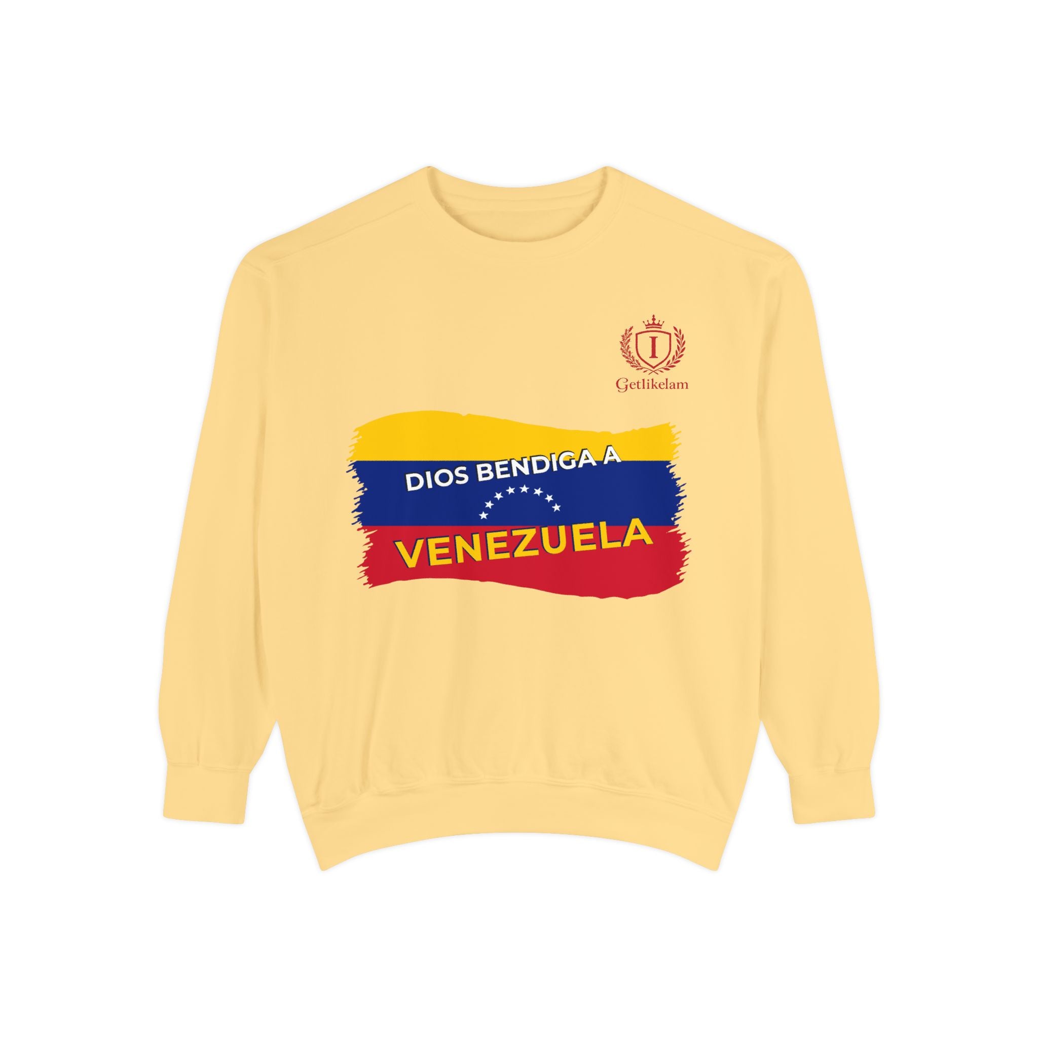 Dios Bendiga a Venezuela Sweatshirt — Venezuelan Flag Brushstroke Crewneck