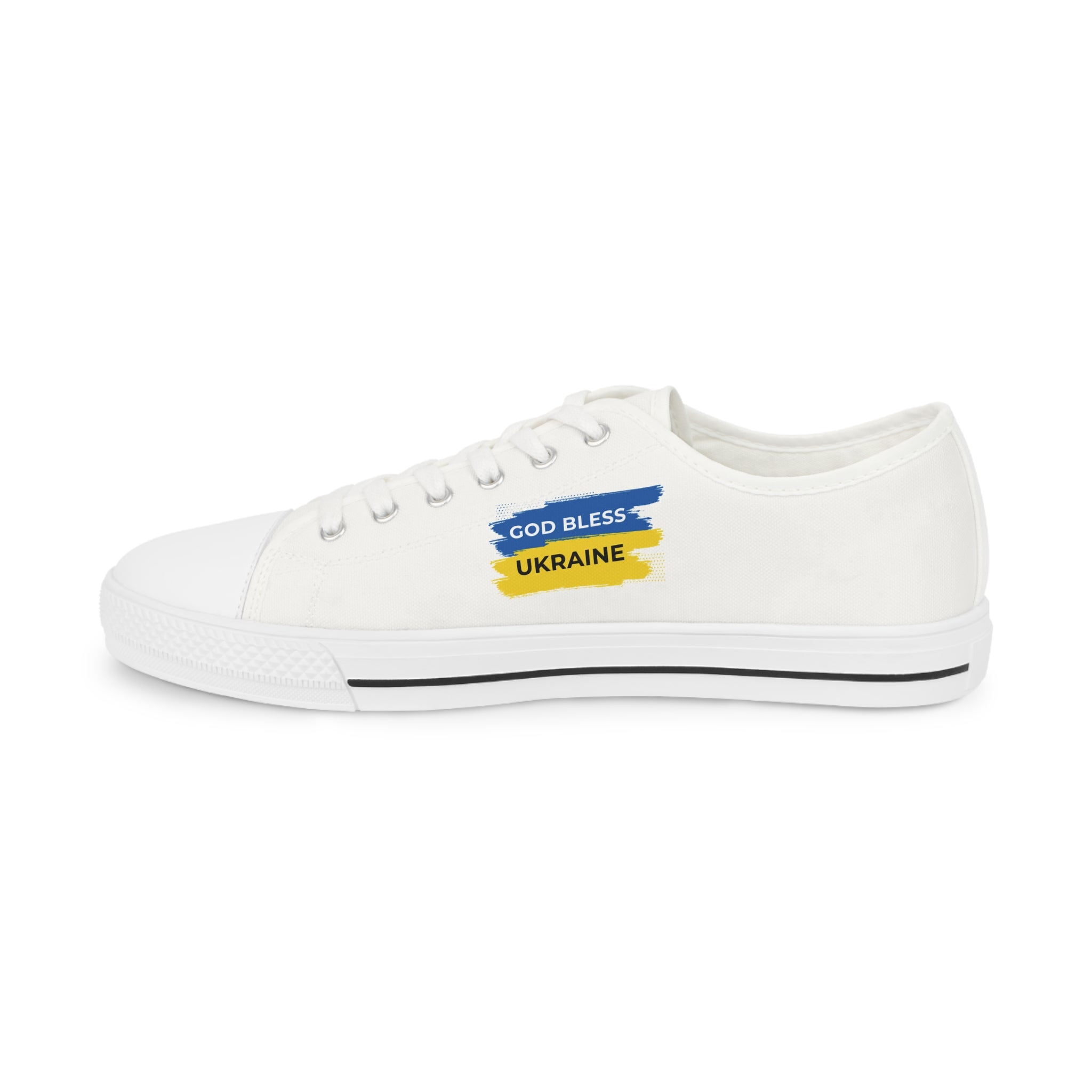 Men's Low Top Sneakers — 'God Bless Ukraine' Blue & Yellow Canvas Shoes