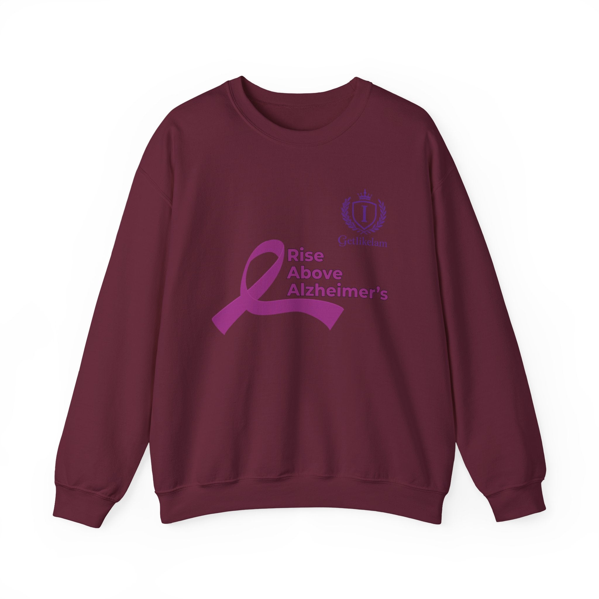 Rise Above Alzheimer's Crewneck Sweatshirt - Purple Ribbon Memory Awareness