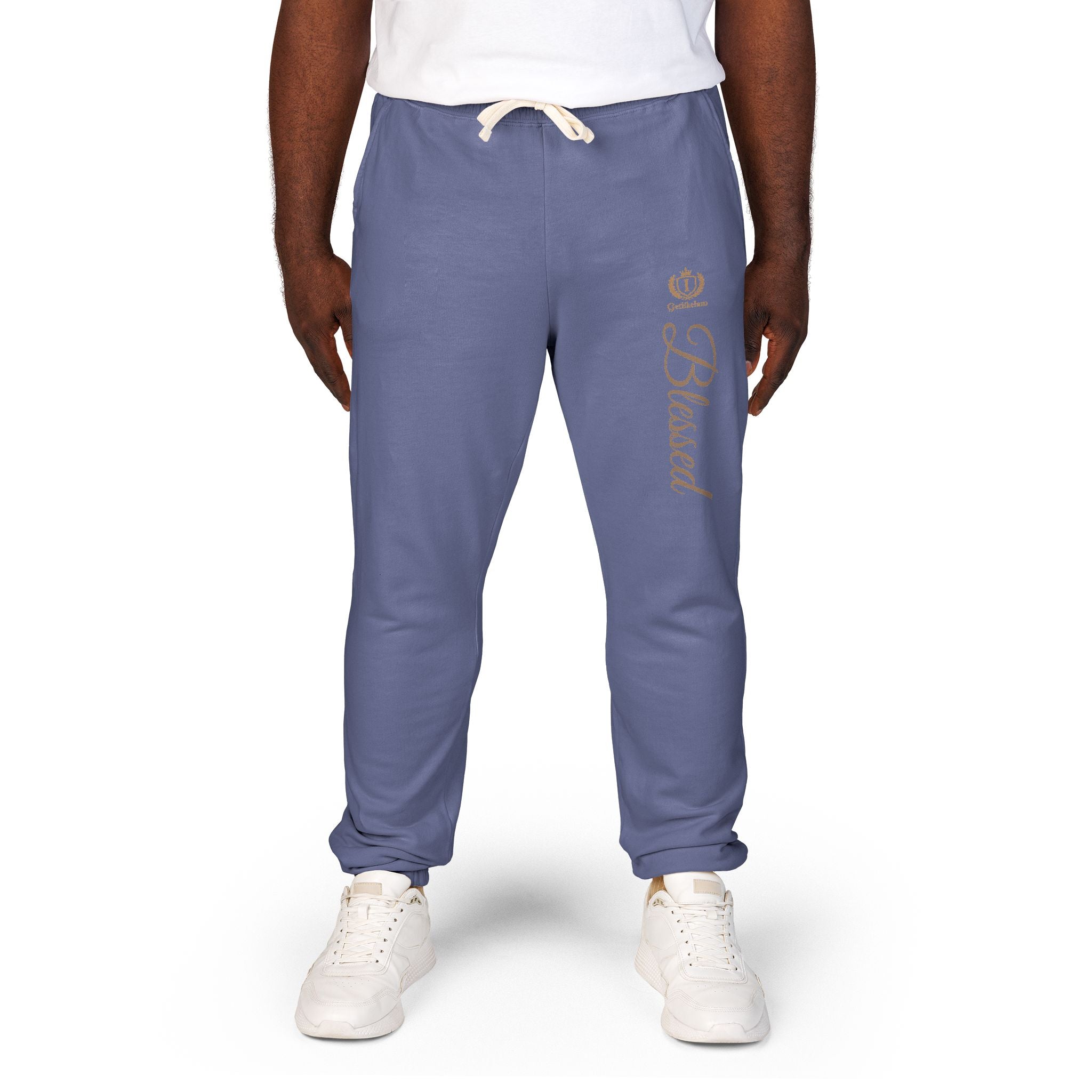 Blessed Script Sweatpants — Cozy Cream Fleece Joggers