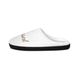 Men's Indoor Slippers — Soft White Home Slides with 'Blessed' Script