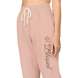 Blessed Script Sweatpants — Cozy Cream Fleece Joggers