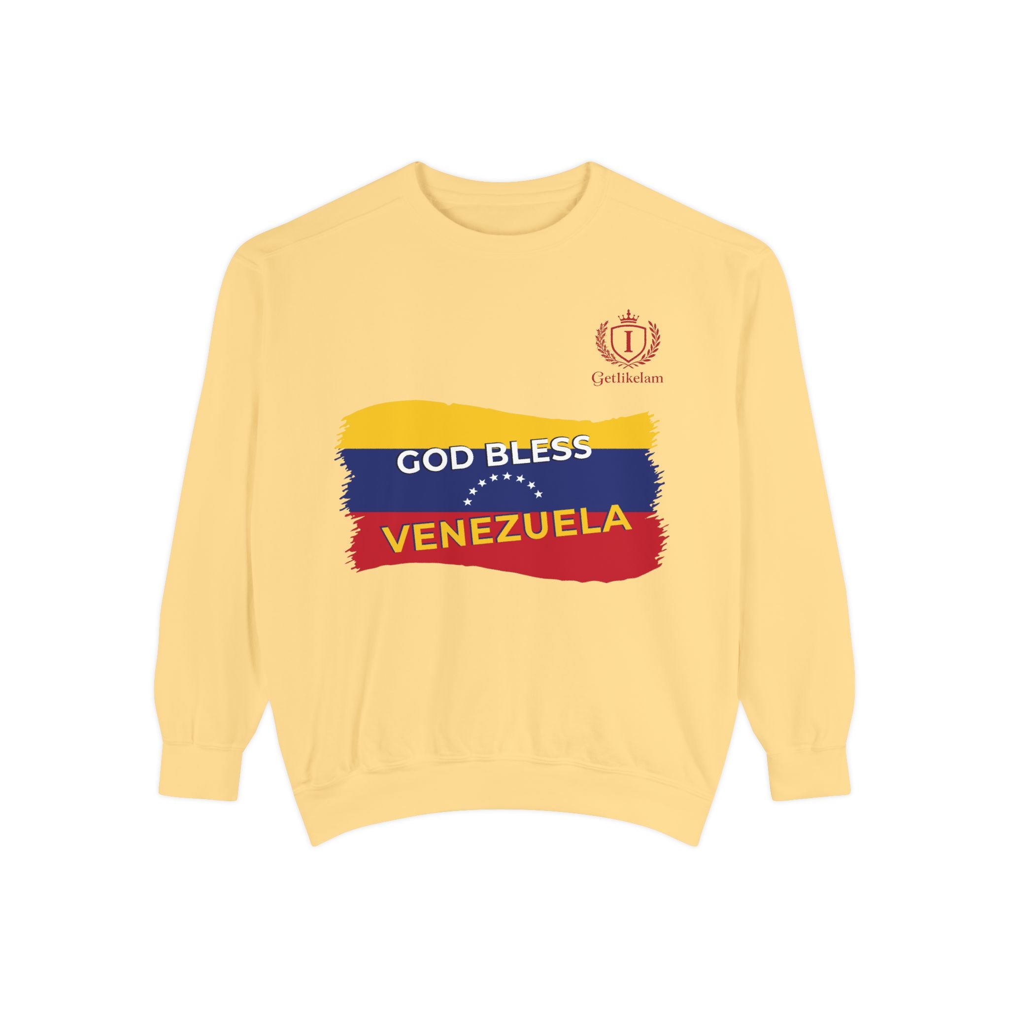 God Bless Venezuela Sweatshirt — Venezuelan Flag Brushstroke Crewneck