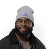 Alzheimer's Awareness Knit Beanie - Purple Ribbon Embroidered