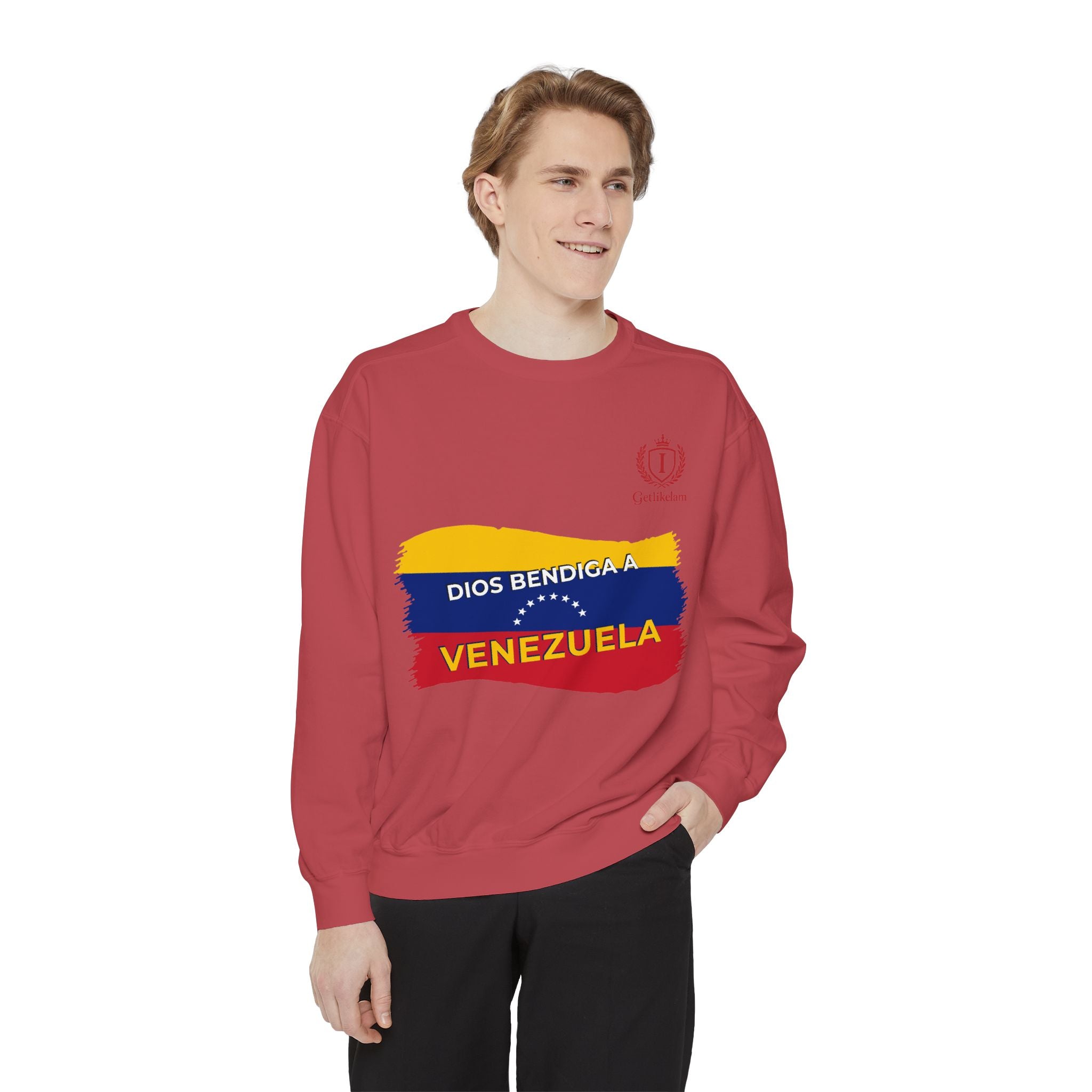 Dios Bendiga a Venezuela Sweatshirt — Venezuelan Flag Brushstroke Crewneck