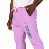 Cream 'Roosevelt' Vertical Logo Sweatpants — Cozy Garment-Dyed Fleece