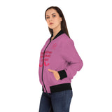 Cancer Awareness Women's Bomber Jacket - "Together We Beat Cancer" Pink Ribbon