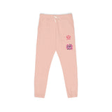 Embroidered Pink Floral Logo Sweatpants — Garment-Dyed Fleece Joggers