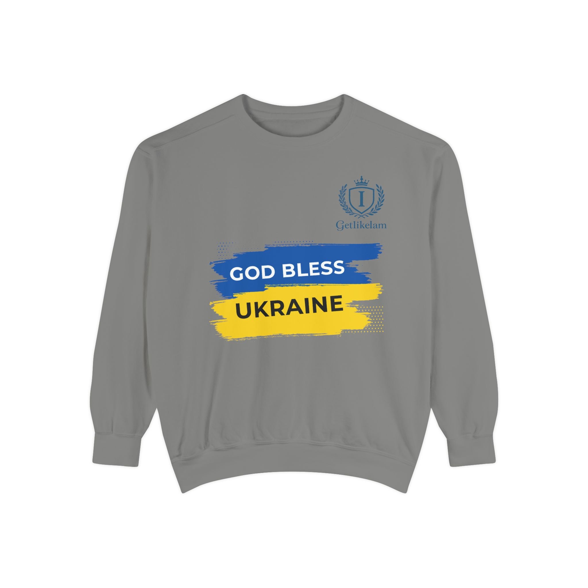 Sweatshirt — "God Bless Ukraine" Blue & Yellow Solidarity Crewneck