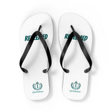 Redeemed Flip Flops — Christian Faith Beach Sandals with Crest Logo