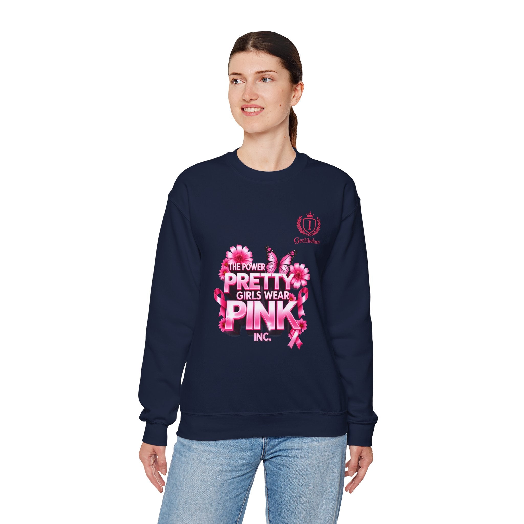 Pink Butterfly 'Pretty Girls Wear Pink' Crewneck Sweatshirt
