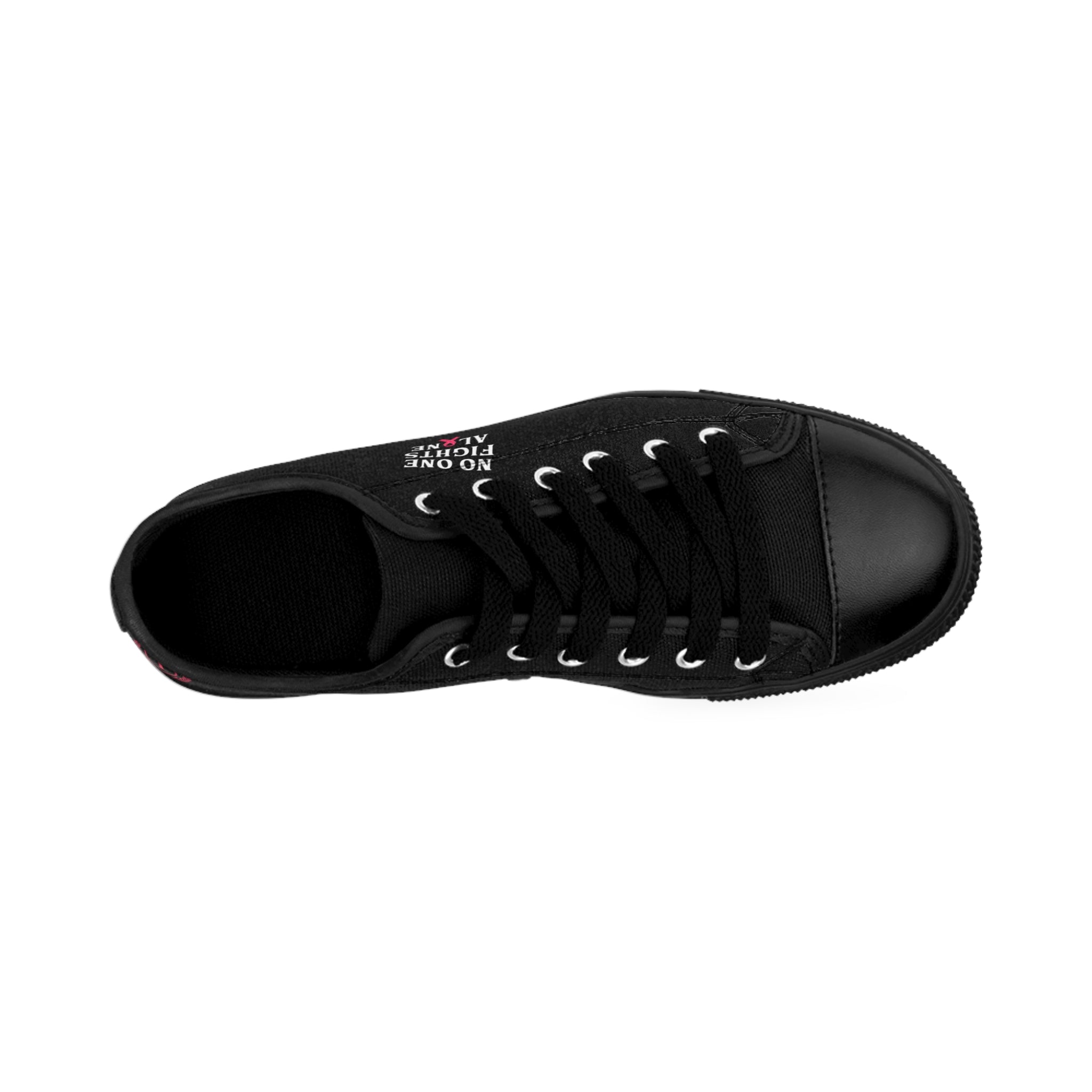 Women's Sneakers — "No One Fights Alone" Black Canvas Casual Shoes