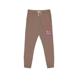 Embroidered Pink Floral Logo Sweatpants — Garment-Dyed Fleece Joggers
