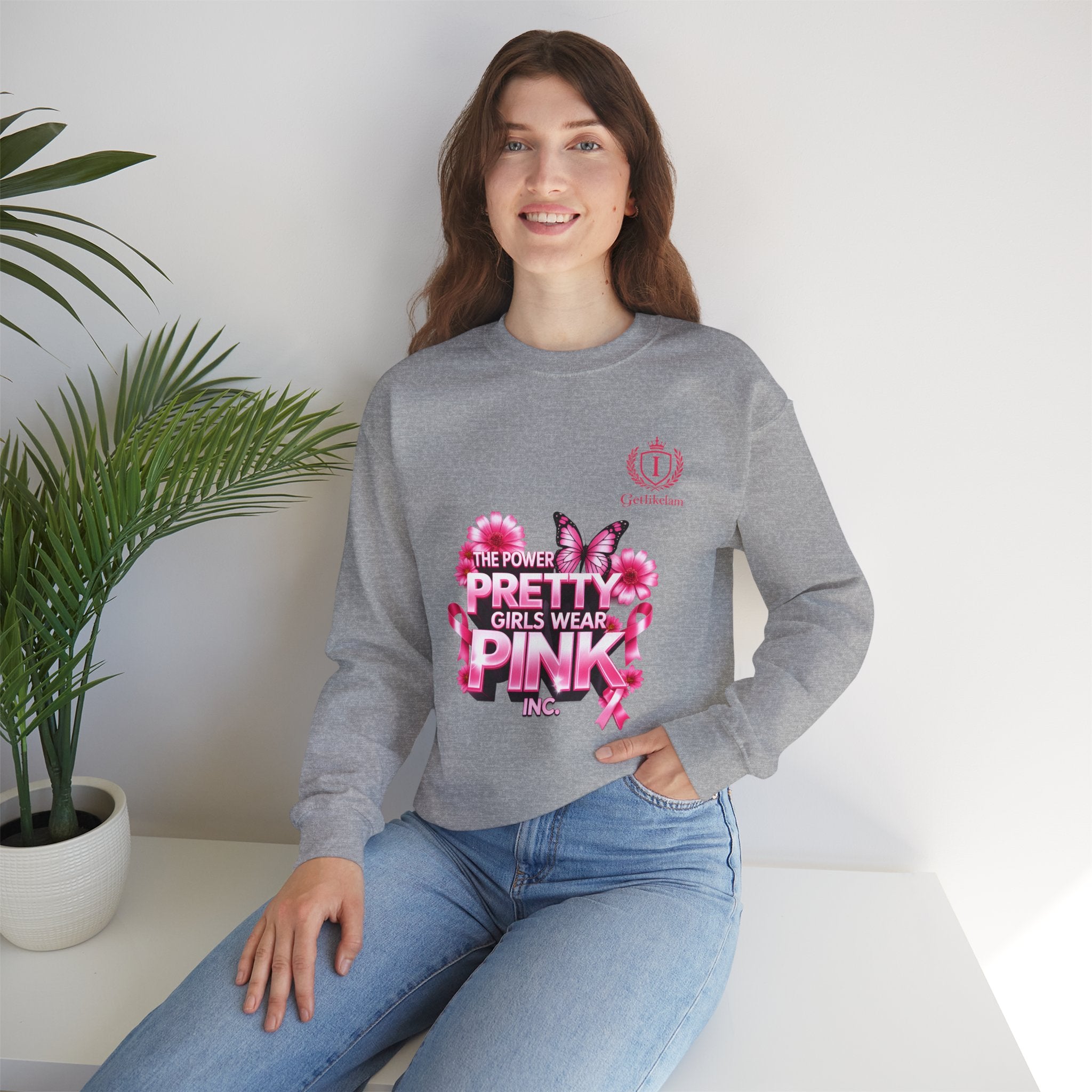 Pink Butterfly 'Pretty Girls Wear Pink' Crewneck Sweatshirt