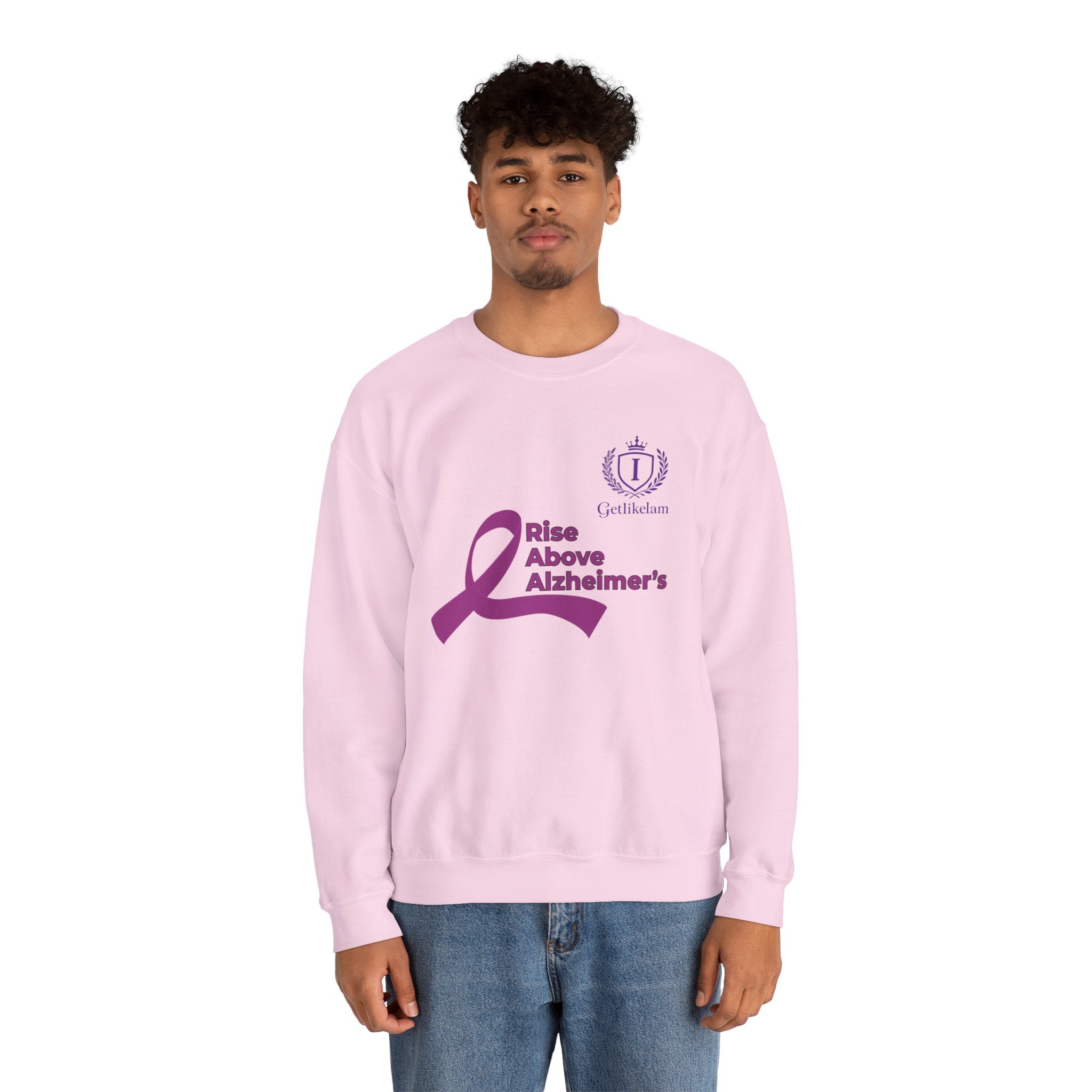 Rise Above Alzheimer's Crewneck Sweatshirt - Purple Ribbon Memory Awareness