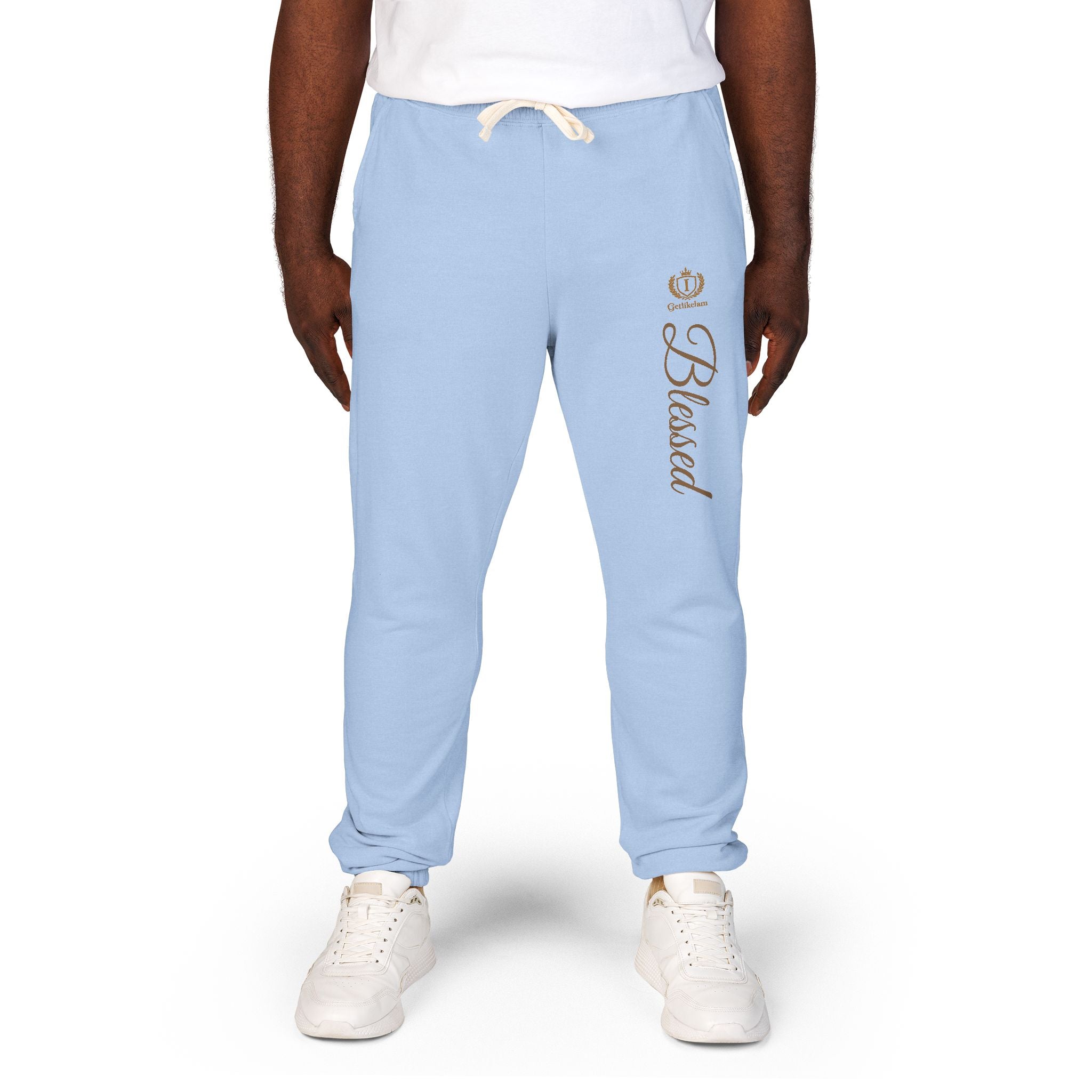 Blessed Script Sweatpants — Cozy Cream Fleece Joggers