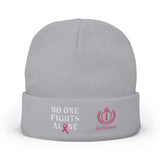 Beanie — "No One Fights Alone" Embroidered Cancer Awareness Knit Cap