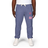 Embroidered Pink Floral Logo Sweatpants — Garment-Dyed Fleece Joggers