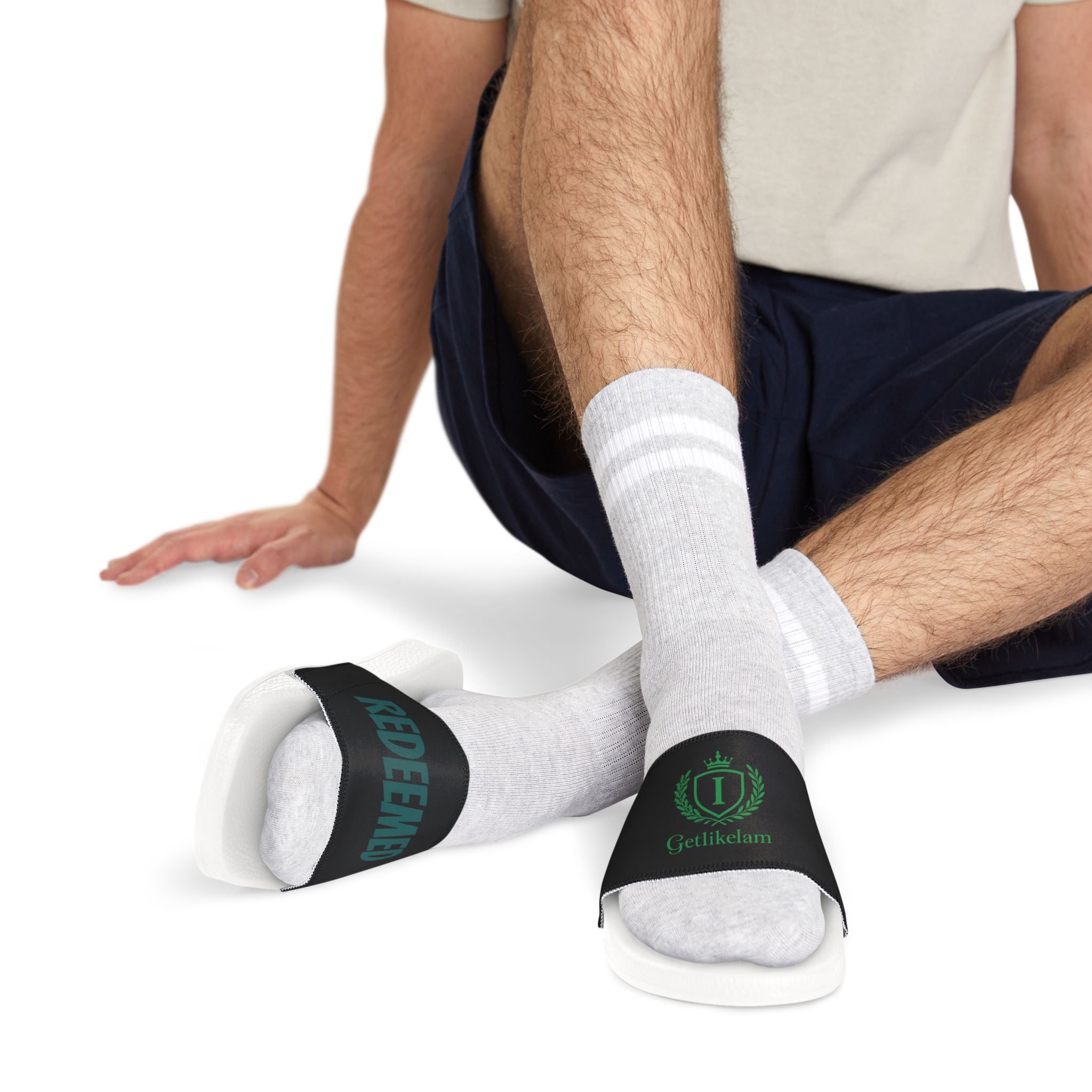 Men's Slide Sandals — Removable Strap Athletic Pool & Casual Beach Slides