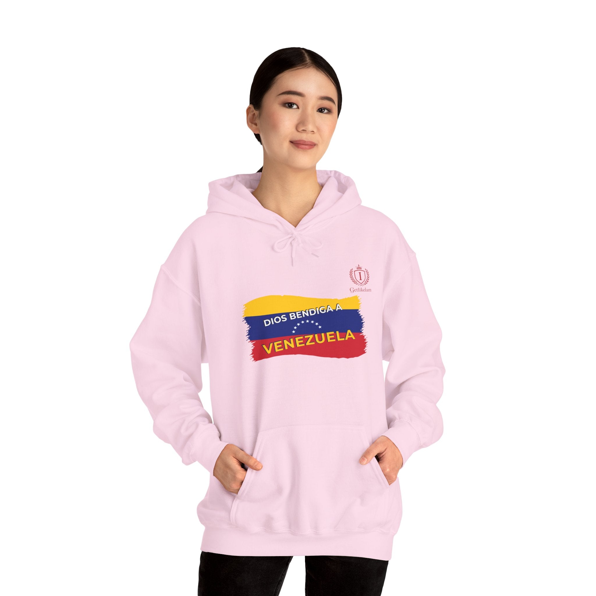 Venezuela Flag Brushstroke Hoodie — "Dios Bendiga Venezuela" Patriotic Sweatshirt