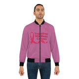 Pink Cancer Awareness Bomber Jacket — "Together We Beat Cancer"