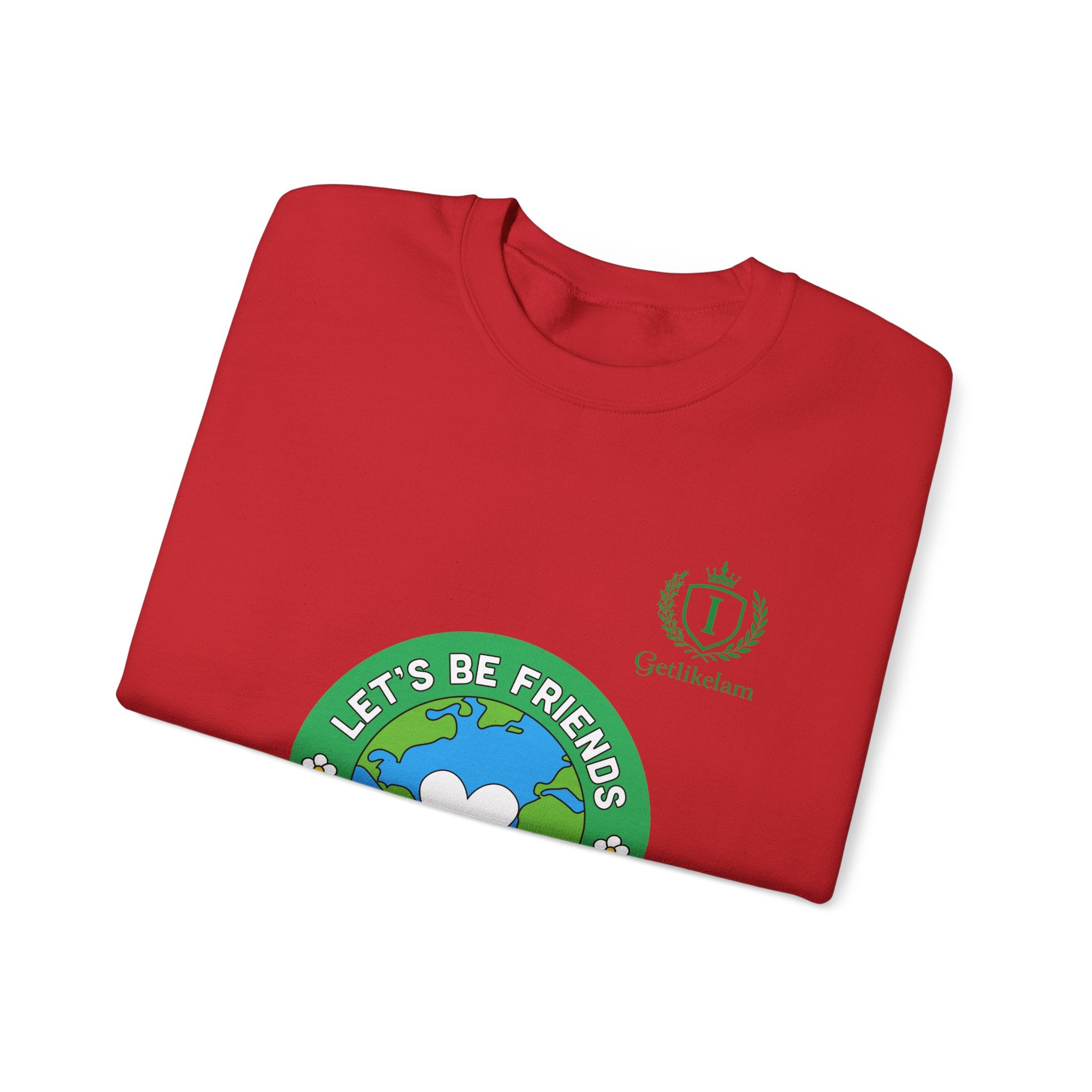 Friendship Earth Crewneck Sweatshirt — "Let's Be Friends" Graphic