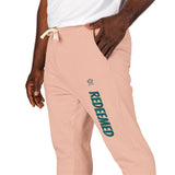 Cream 'Roosevelt' Vertical Logo Sweatpants — Cozy Garment-Dyed Fleece