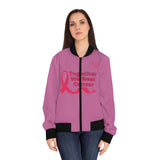 Cancer Awareness Women's Bomber Jacket - "Together We Beat Cancer" Pink Ribbon