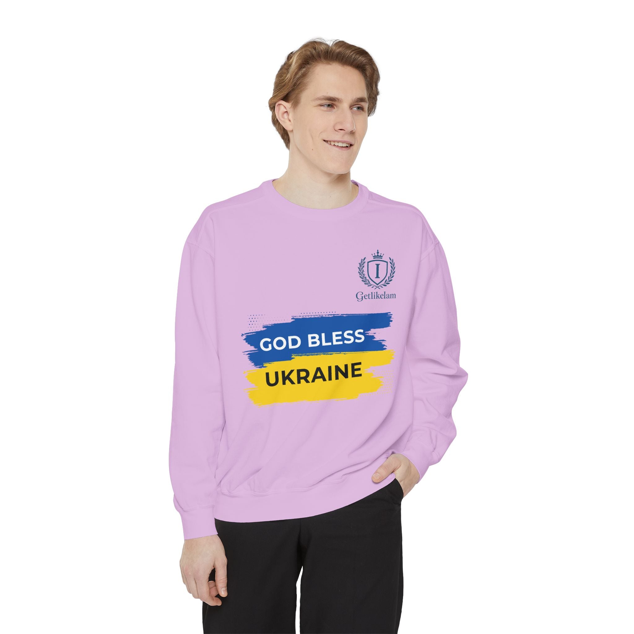 Sweatshirt — "God Bless Ukraine" Blue & Yellow Solidarity Crewneck