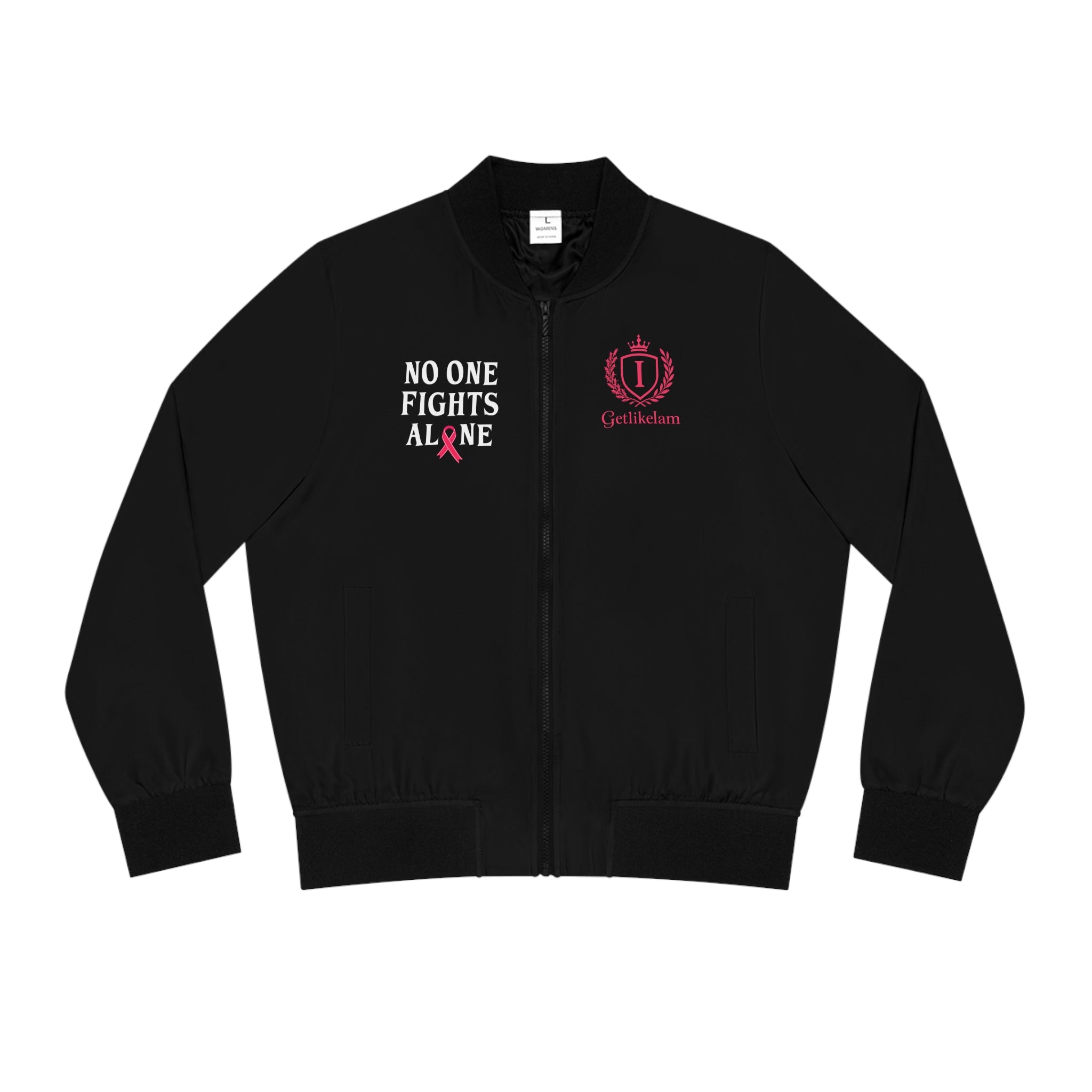 No One Fights Alone Bomber Jacket - Cancer Awareness Women's Bomber