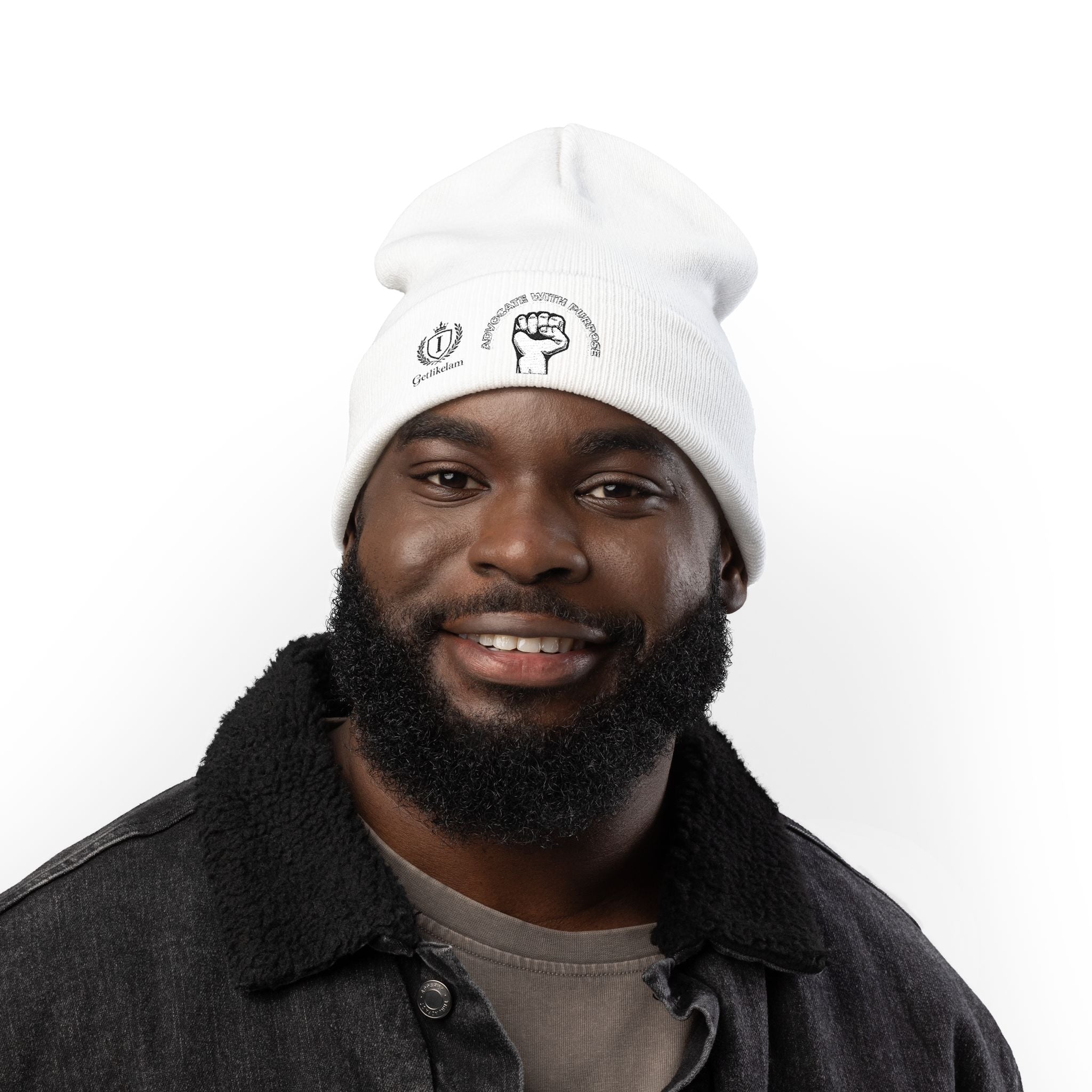 Embroidered "End Of Care With Attitude" Fist Knit Beanie